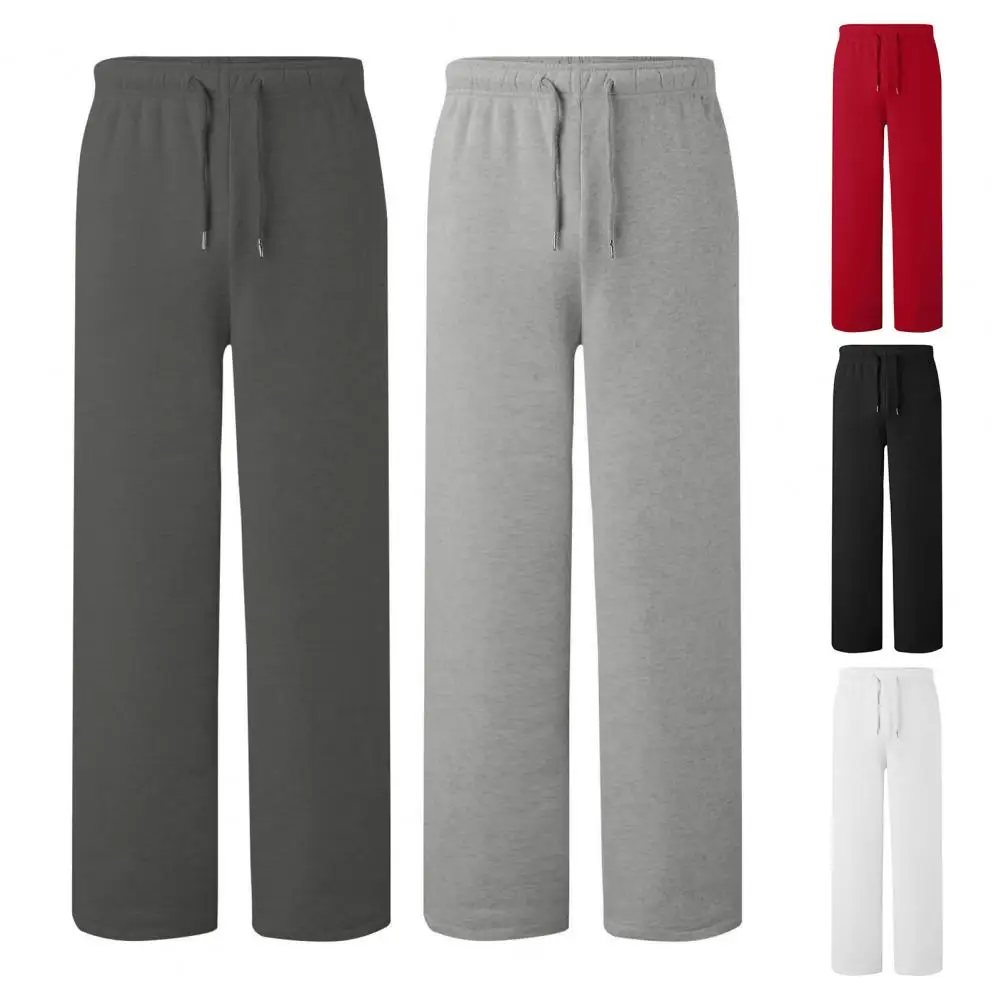 Wide-leg Trousers Women’s Sport Pants with Mid-rise Elastic Waist Adjustable Drawstring Wide Leg Trousers Velvet Lined Autumn