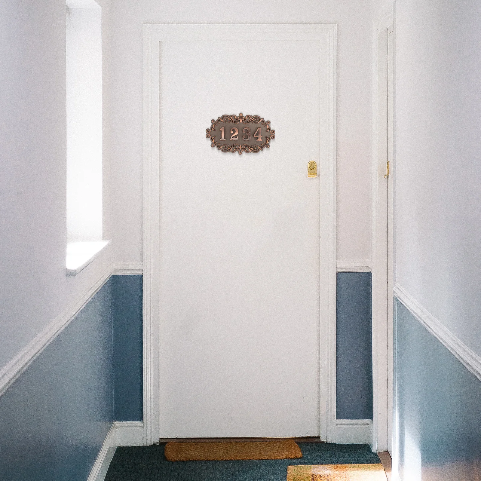 

1 Set Retro Style Address Plaque Design Numbers For Front Door Mailbox Window Car Outdoor Durable Abs Reflective