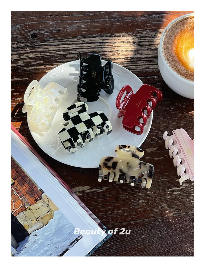 

5.5cm Acetate Hair Claw Clip Rectangle Shape Medium Hair Crabs for Girls and Women Headwear Daily Hairstyle