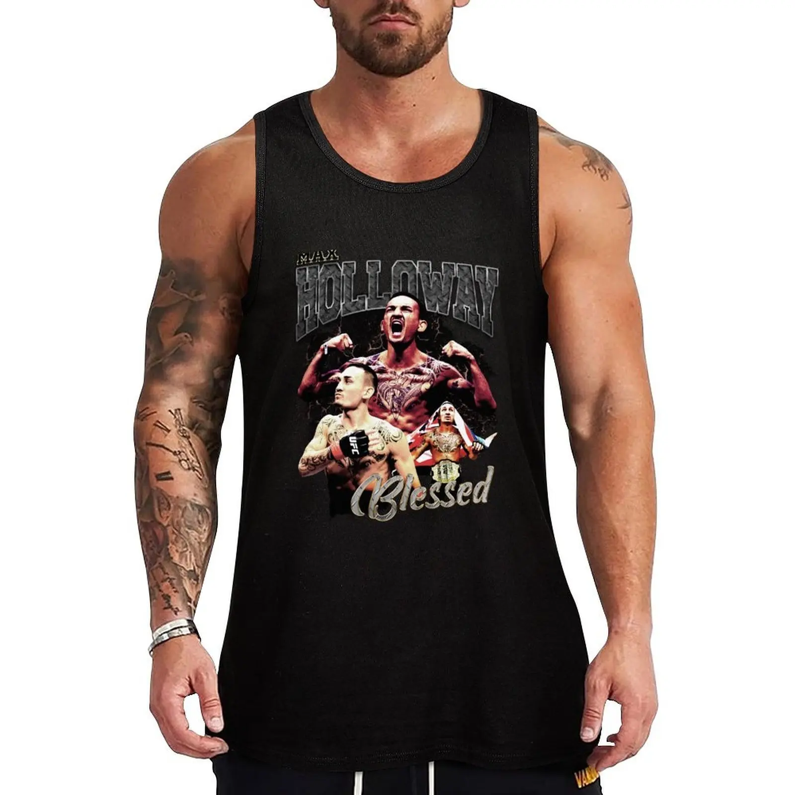 

Max Holloway Tank Top Plain Basic Tank Top Cotton Soft Sleeveless Tee