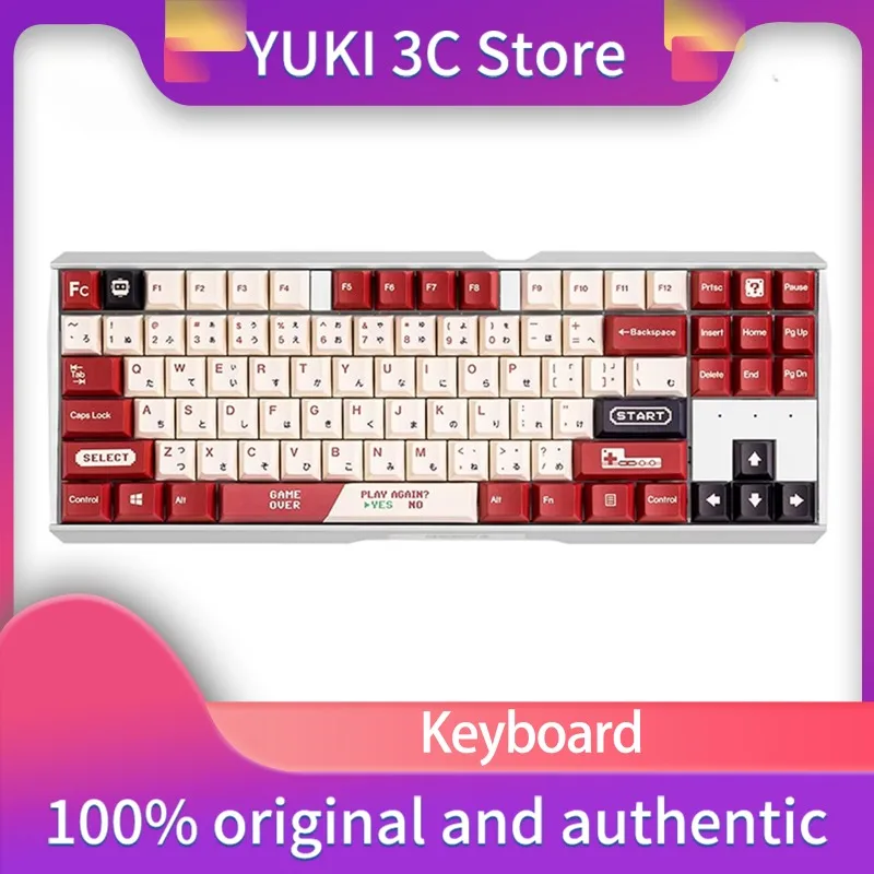 MX3.0SFC Wired Mechanical Keyboard Japanese Retro Style Red and White Gaming Keyboard 88keys RGB Backlight Holiday Game Gift