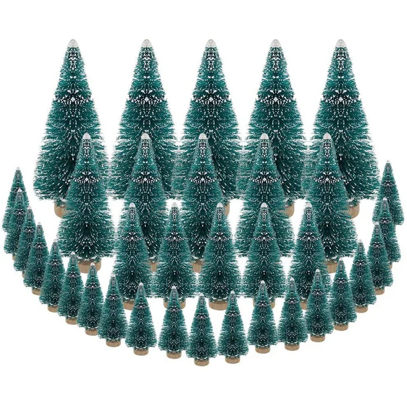 A01F-35 PCS Miniature Christmas Tree Artificial Snow Frost Trees Pine Trees For Christmas DIY Craft Party Decoration (4 Size)