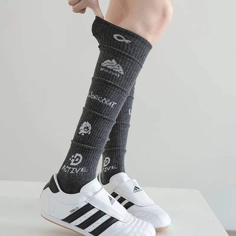 Multi-layer Spliced Letter Calf Socks Sporty Soccer Socks Loose Stockings Popular Trendy Socks Ins Knee High Socks Gothic Lolita