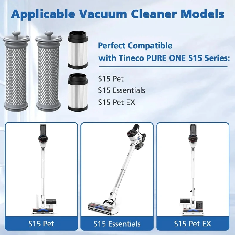 HEPA فلتر مكنسة كهربائية لاسلكية ، قبل آخر ، قطع غيار ل Tineco بيور واحد S15