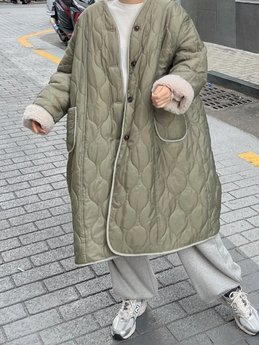 Alien Kitty 2026 Vintage Women Coats Lamb Wool Chic Casual New Winter Daily Loose Office Lady High Street Minimalist Parkas