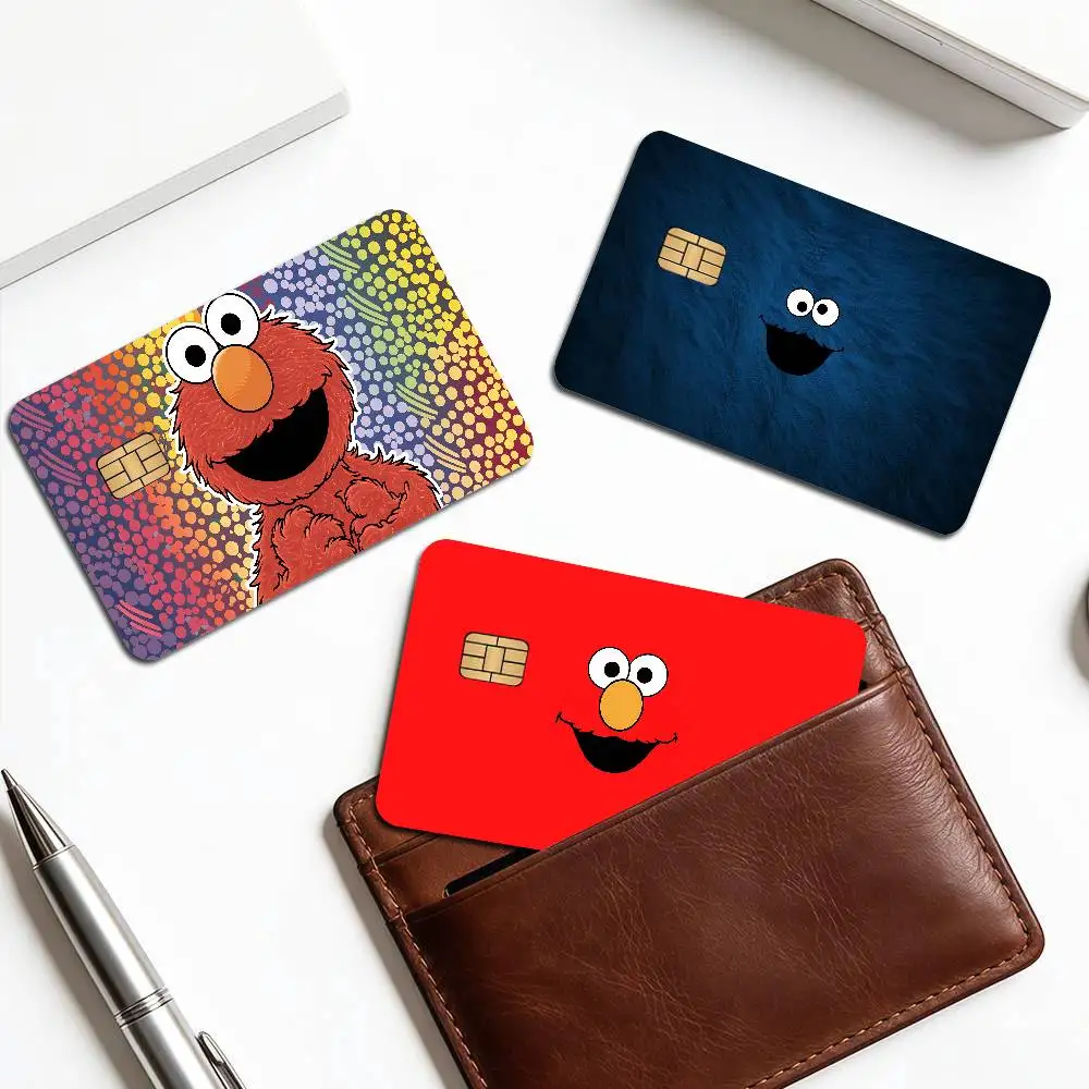 S-Sesame Street TV Cute Cartoon Game Film Cover Sticker Case For Small Chip Credit Debit Card Front Side