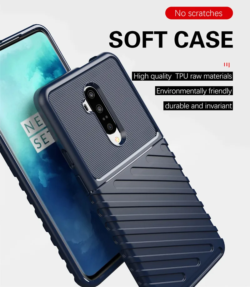 Brushed Shockproof Matte Case For Oneplus 7T Pro 1+7t pro Back Phone Cover for One plus 7t pro Soft Silicone Case Coque Fundas