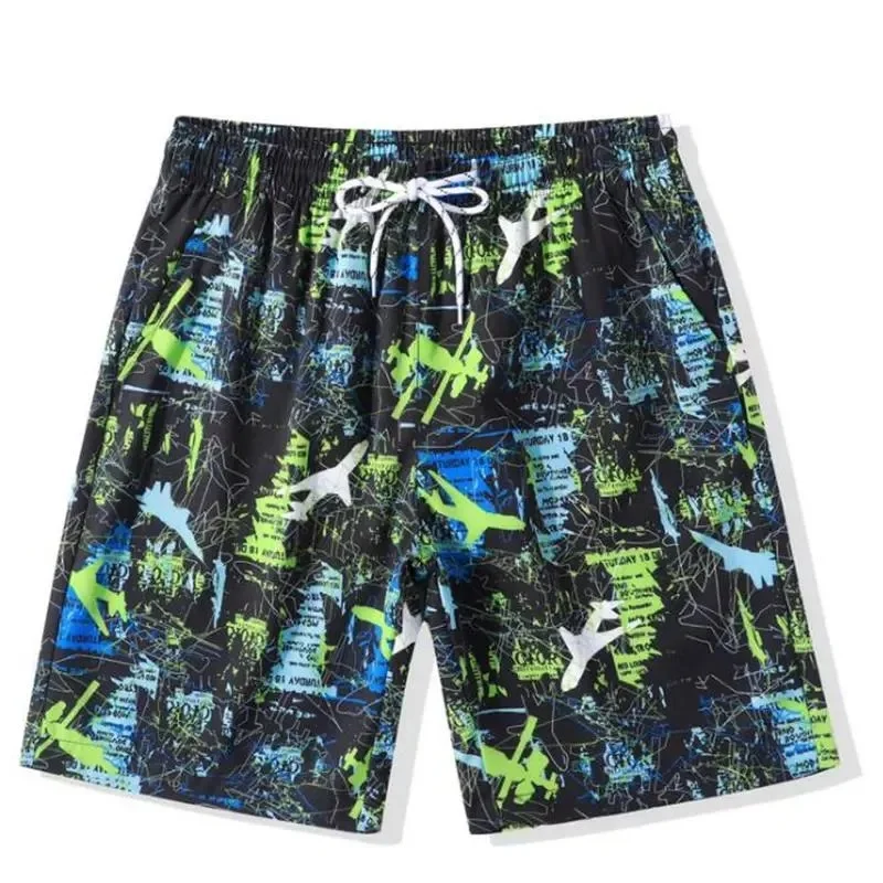 3D Printed Cartoon Short Pants For Men Comic Graffiti Print Board Shorts Summer Beach Casual Elastic Waist Sports Swim Trunks