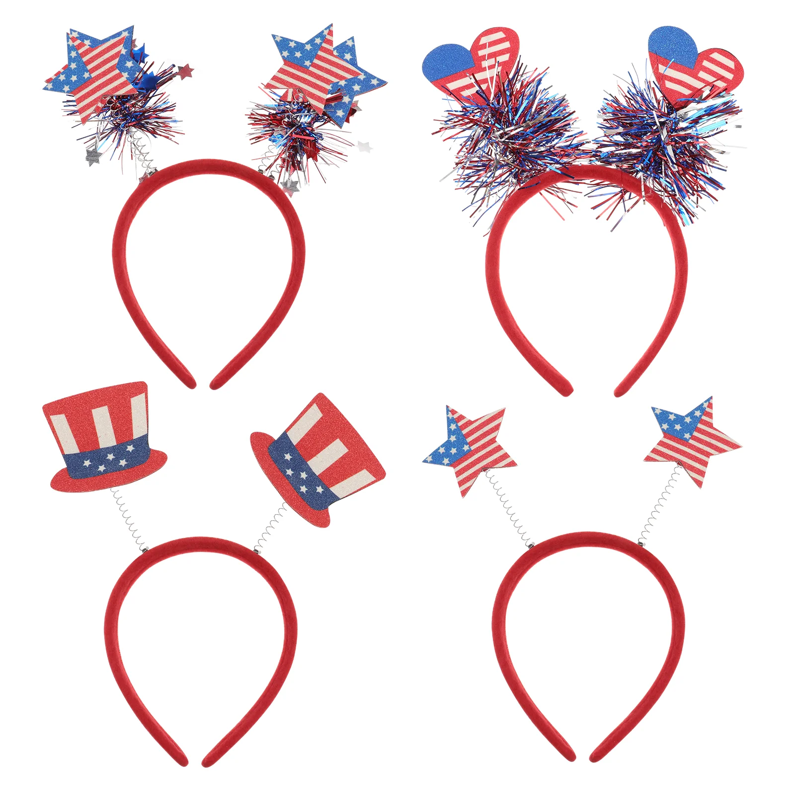 

4 PCS Headband Party Headdress Decor for Independence Day Pop Hair Hoops Festival Plastic Cloth Creative Baby