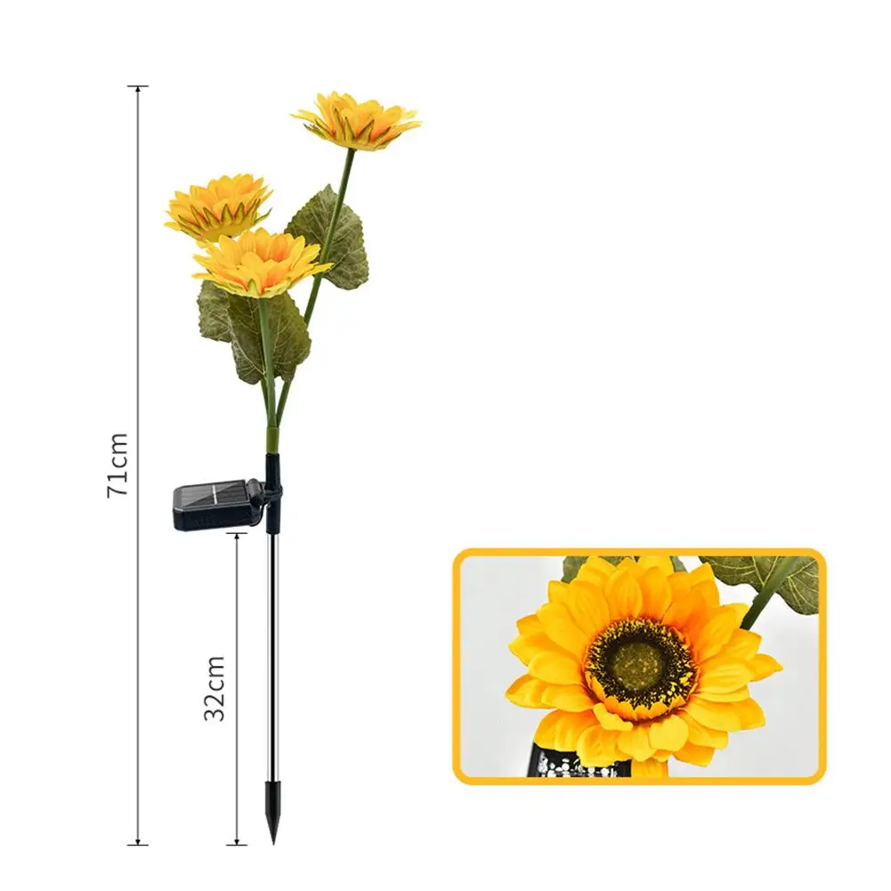 3 pcs LED Solar Simulation Sunflowers Solar LED Light Garden Yard Lawn Night Lamp Landscape Garden Home Decoration Flowers light