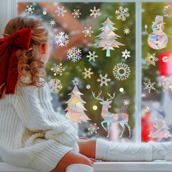 Christmas Laser Rainbow Window StickerSun Catcher Snowflake Xmas Tree Snowman Window Decal Christmas Decoration 2025 New Year