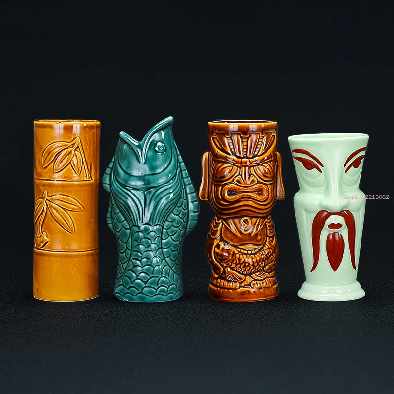 Hawaii Tiki Mugs Cocktail Fish Cup Beer Beverage Mug Wine Ceramic Easter Islander Bar