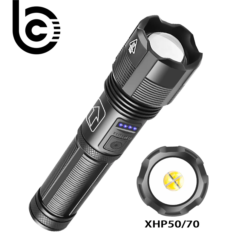 Long Range Super Bright XHP50 LED Flashlight Waterproof High Quality Powerful Flashlamp USB Rechargeable Torch For Adventure