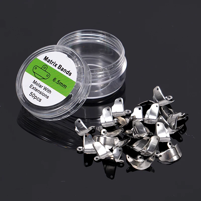50 قطعة الأسنان الاقسام احيط المعادن مصفوفة نظام مصفوفة أربطة مرنة M4 التيتانيوم لقط حلقة أدوات طبيب الأسنان