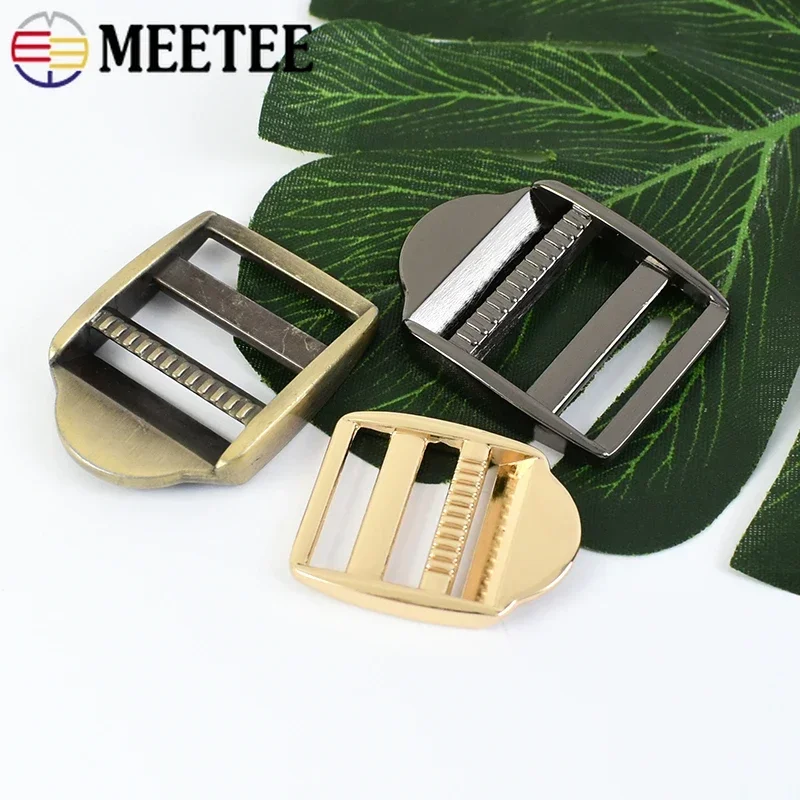 2/4Pcs Meetee 20/25/31/38mm Metal Backpack Adjust Buckle Clothing Webbbing Slider Tri-Glide Clasp Bag Strap Belt Decor Hook Ring