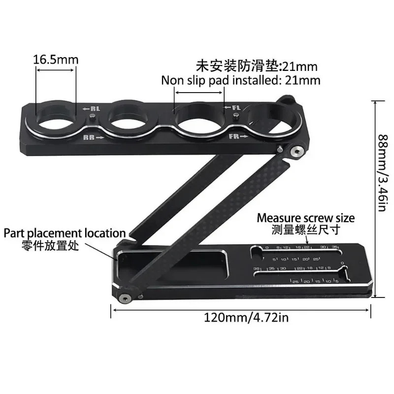 Shock Absorber Bracket RC Car Assembly Repair Parts Shockproof Stand for RC Vehicle Metal Black RC Vehicle Shock Mount Stand