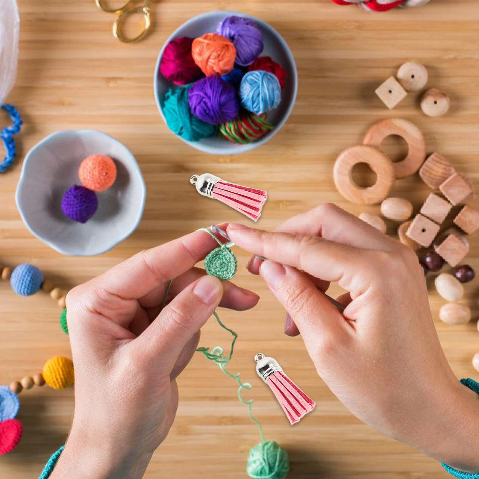

240pcs Tassel Keychains Handmade Earrings Craft Accessories Vibrant Bag Decor Bag Charms Diy Jewelry Making Findings