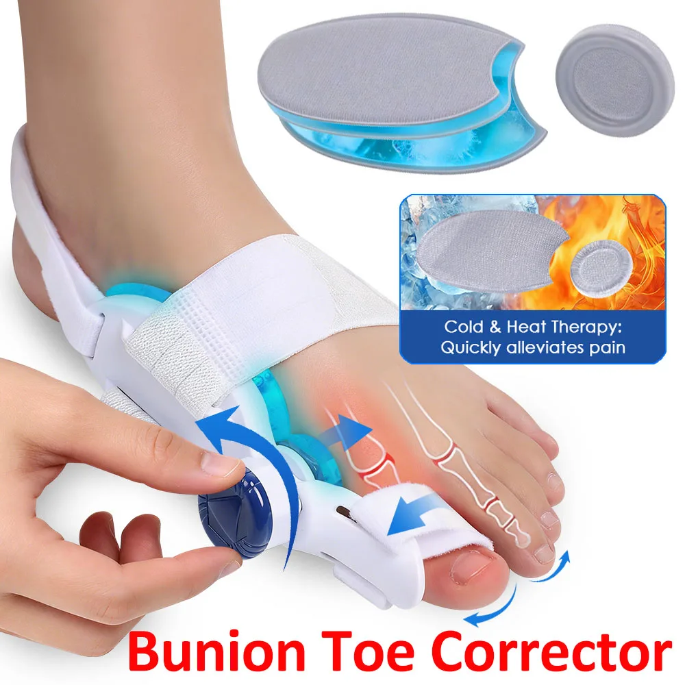 Bunion Corrector with Cooling Pad Unisex Big Toe Orthopedic Toe Straightener Anti-slip Rotatable Left Right Feet Toe Correction