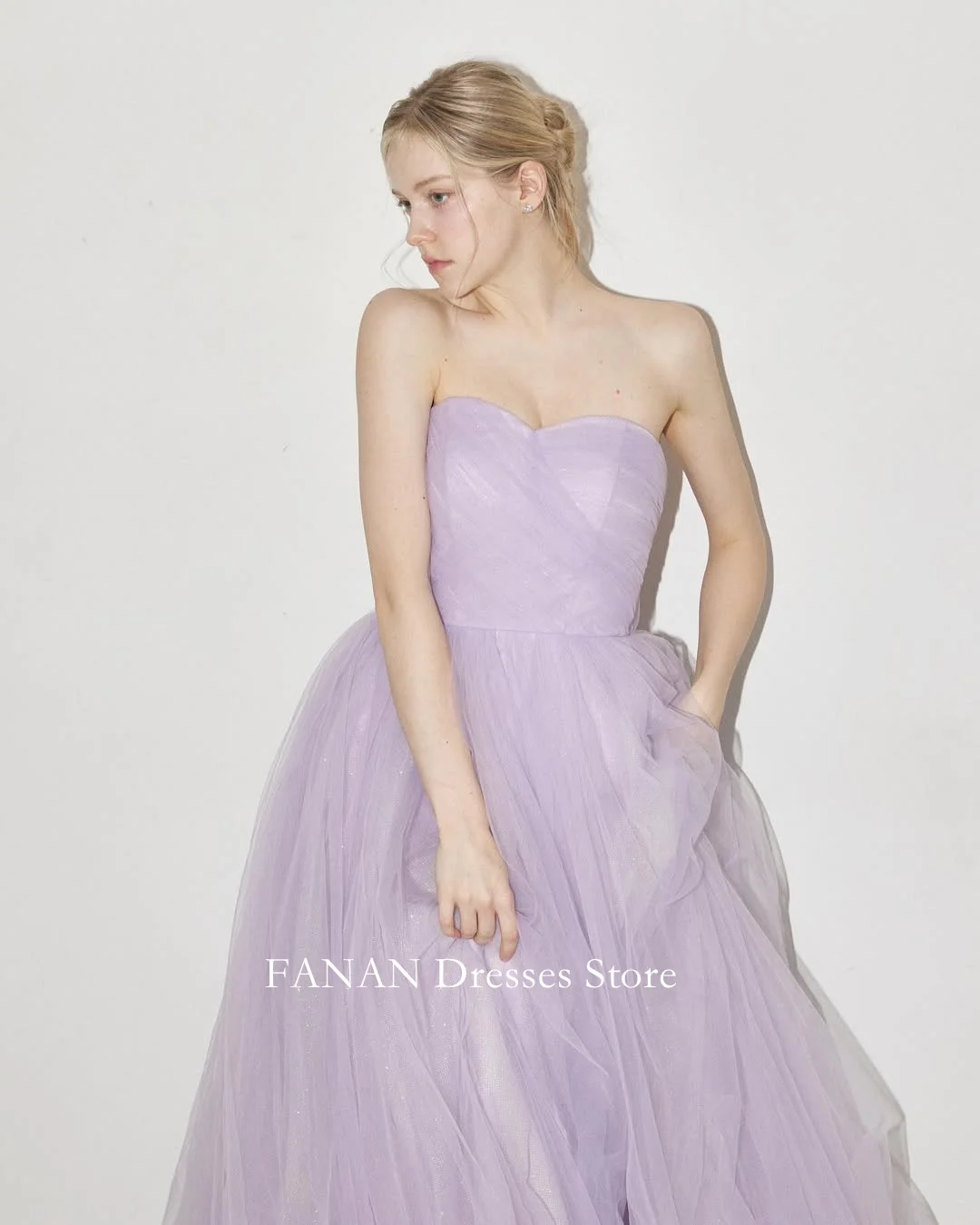 FANAN Tulle Fairy Abiti da festa da sera con spalle scoperte Corea Viola Abiti da sposa eleganti da donna Abiti da ballo per eventi personalizzati