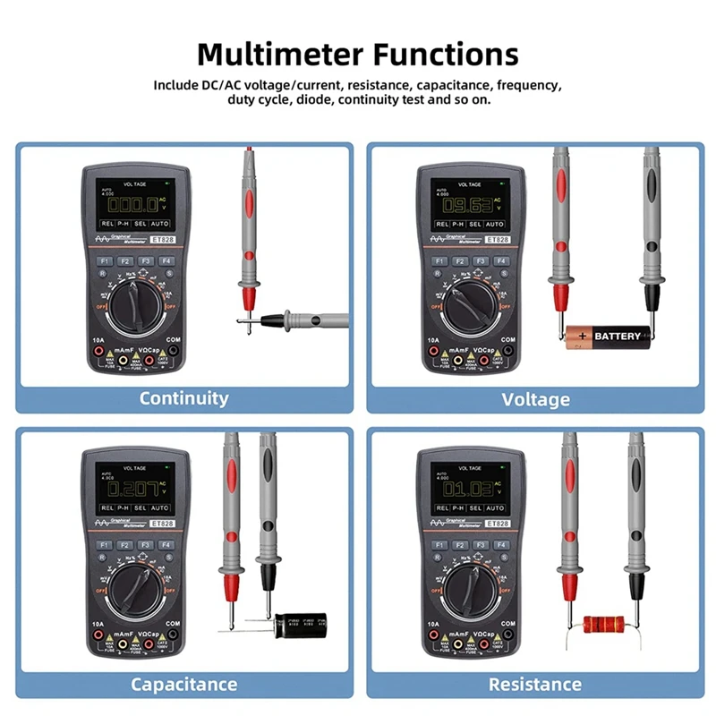 2 in 1 Digital Oscilloscope Multimeter, with 2.5 Msps High Sampling,Current Frequency Resistance Diode Test