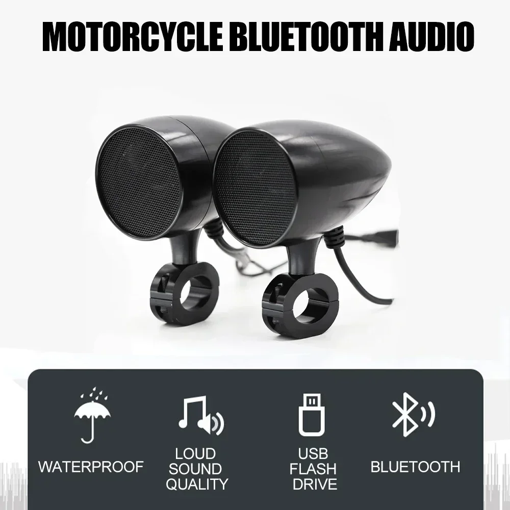 Bluetooth Motorcycle Speaker Waterproof MP3 Player Metal USB Music Player Stereo Speaker Handlebar Accessories Horn Accessories