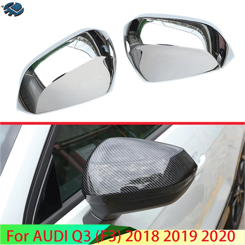 

For AUDI Q3 (F3) 2018-2020 Car Accessories ABS Chrom Door Side Mirror Cover Trim Rear View Cap Overlay Molding Garnish