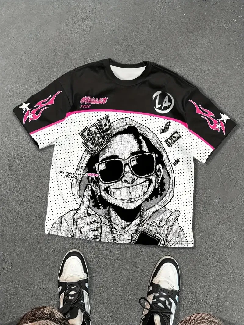 يتميز القميص الرجالي الجديد لصيف 2025 بطباعة رقمية ثلاثية الأبعاد عصرية ومريحة وناعمة #1