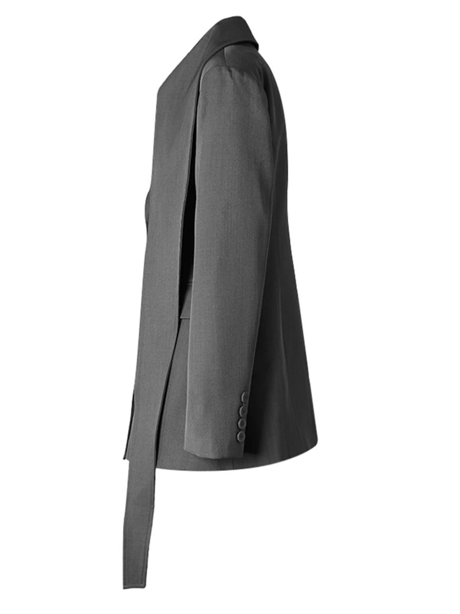 TWOTWINSTYLE Solid Spliced Pocket Slimming Blazer For Women Notched Collar Long Sleeve Patchwork Button Designer Coat Female New