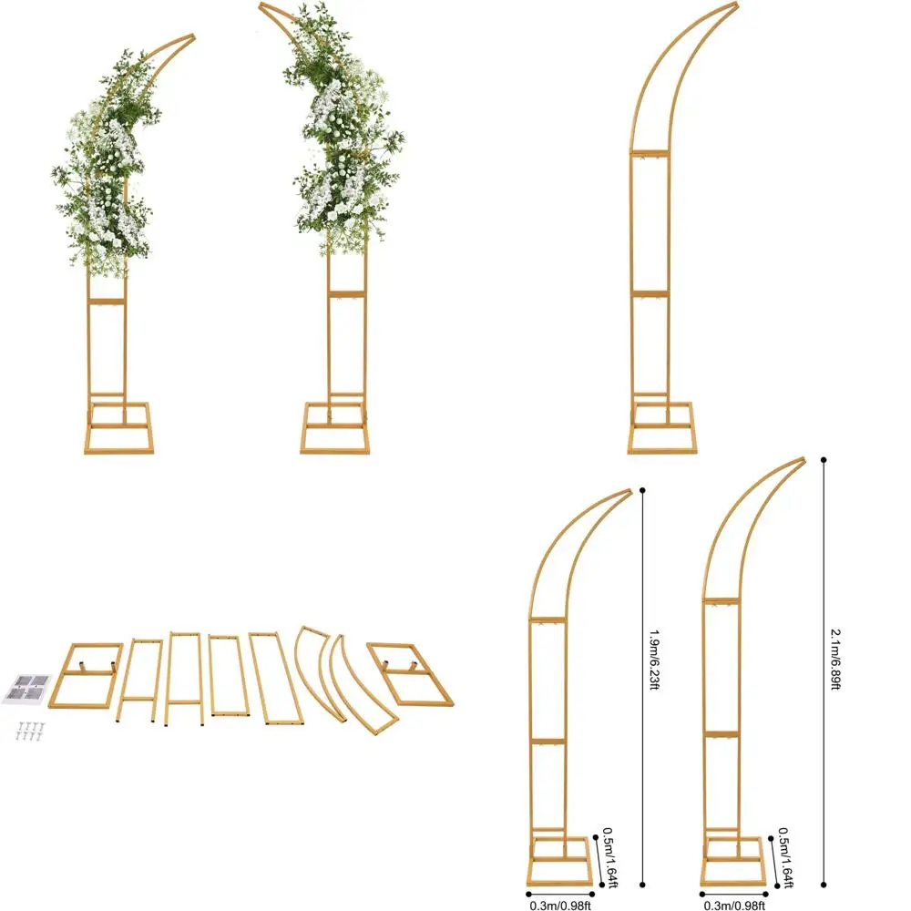 

Double Wedding Arch Stands, 6.89ft and 6.23ft Heights, Metal Flower Arch for Wedding Ceremonies