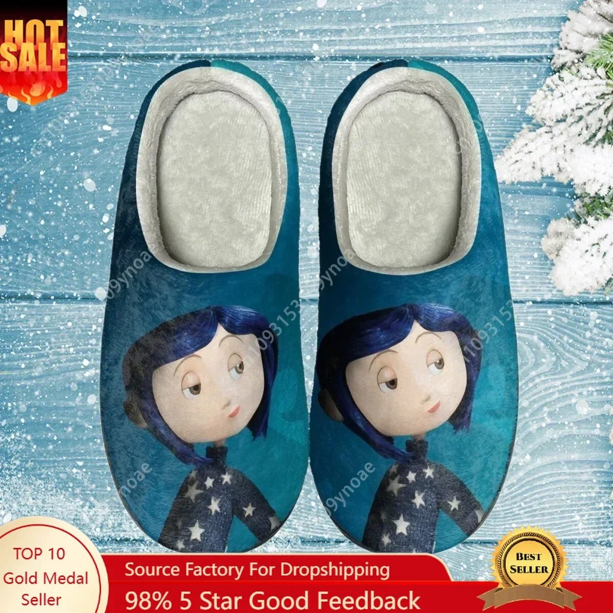 

Coraline Anime Cotton Slipper Soft Autumn Winter Warm Closed Toe Indoor Home Bedroom Cotton Shoes Casual Sneakers