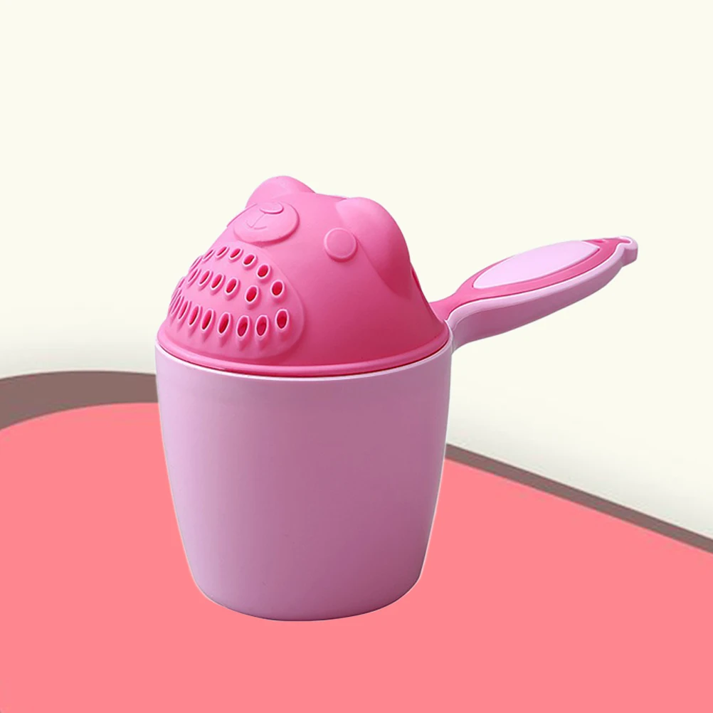

Baby Bath Rinse Cup Shampoo Scoop Sprinkler Water Bailer Durable Plastic Comfort Handle Cute Cartoon Flower Pot Function Green