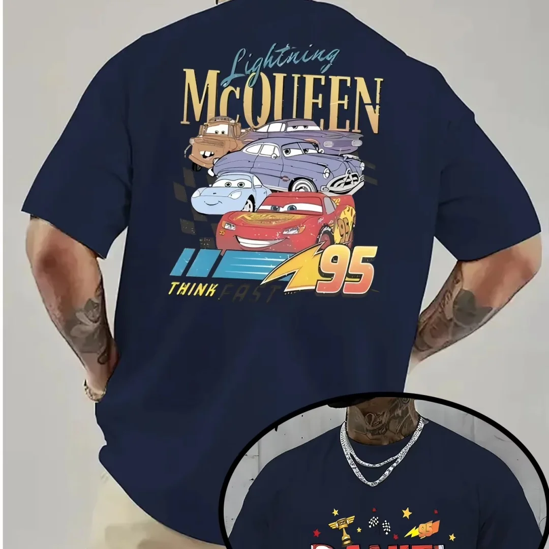 Disney hommes voiture foudre mcqueen 95 mater camiseta verão moda puro algodão masculino camiseta roupas infantis t y2k mulher