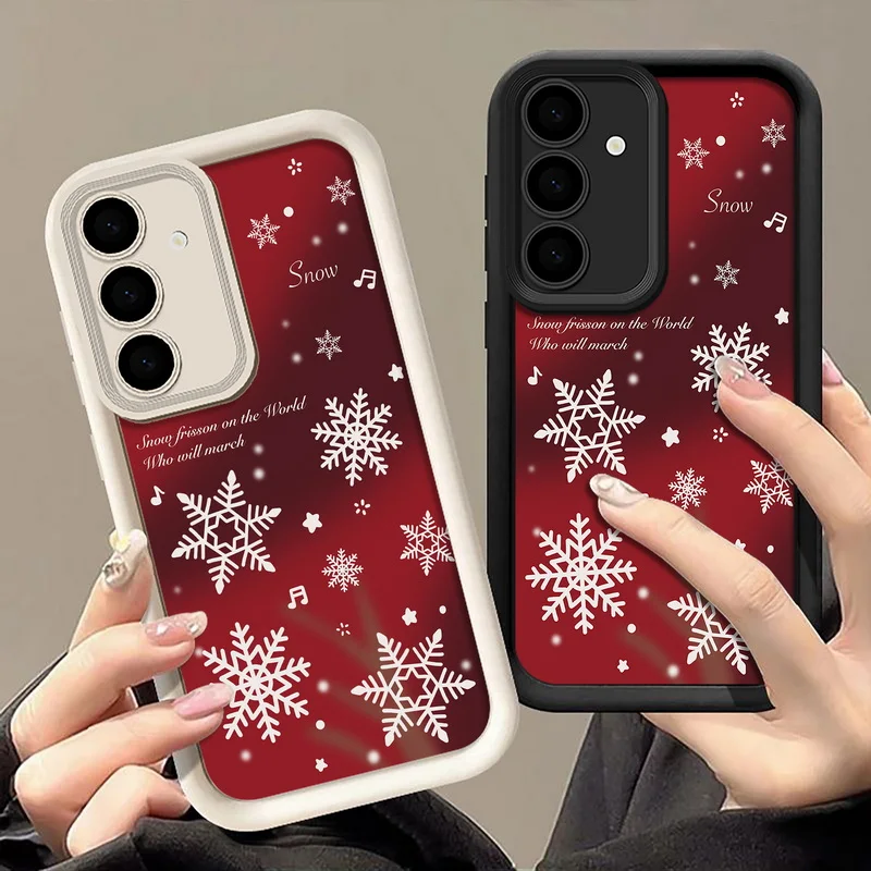 Weihnachten Schneeflocke Handyhülle für Samsung Galaxy A56 A16 A17 A36 A26 A55 A54 A15 5G S24 S25 FE S24 S23 S22 Ultra S25 Randabdeckung