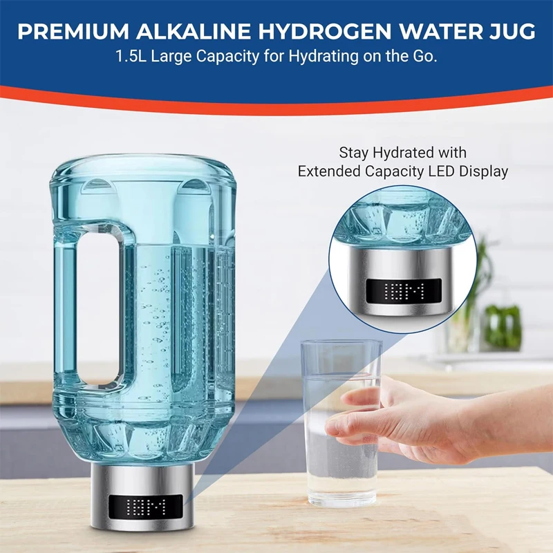 1.5L زجاجة ماء الهيدروجين المحمولة مولد مياه الهيدروجين إبريق شاشة ديجيتال ما يصل إلى 4500PPB قسط حل الترطيب #3