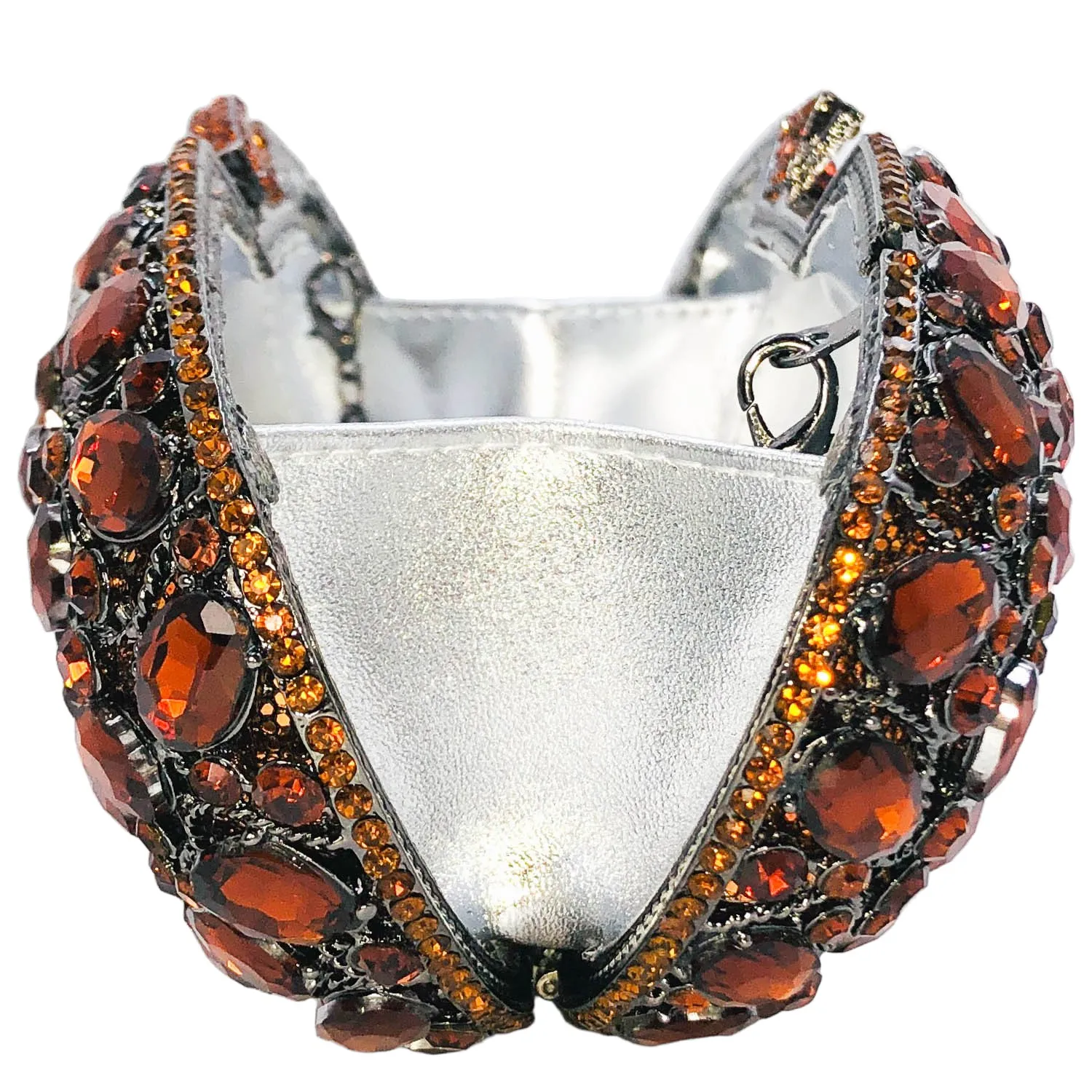 حقائب وقوابض للسهرة من حجر الراين البني من Boutique De FGG، محافظ رسمية للحفلات الراقصة، حقيبة كريستال لحفلات الزفاف