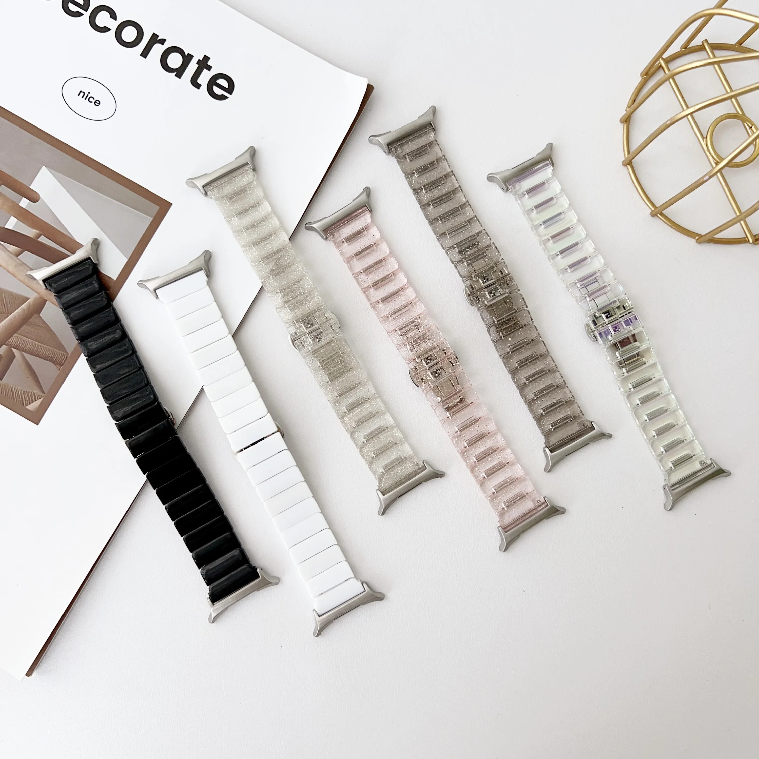 حزام راتنج شفاف للنساء ، شريط ساعة شفاف ، حزام إبزيم للسيدات ، سامسونج جالاكسي 7 الترا ، 47 top