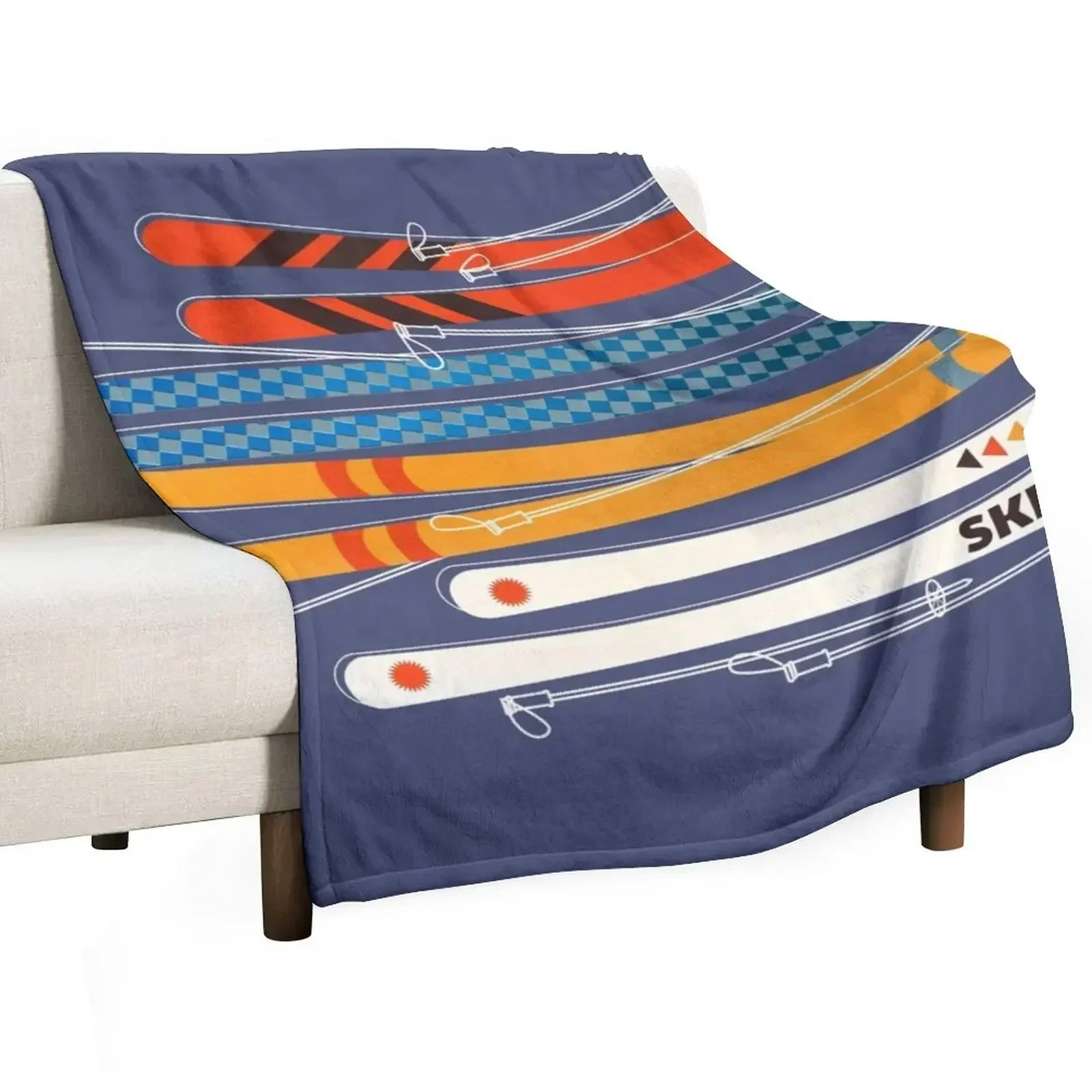 

Retro Colorful Skis Throw Blanket Luxury St Flannel Blankets