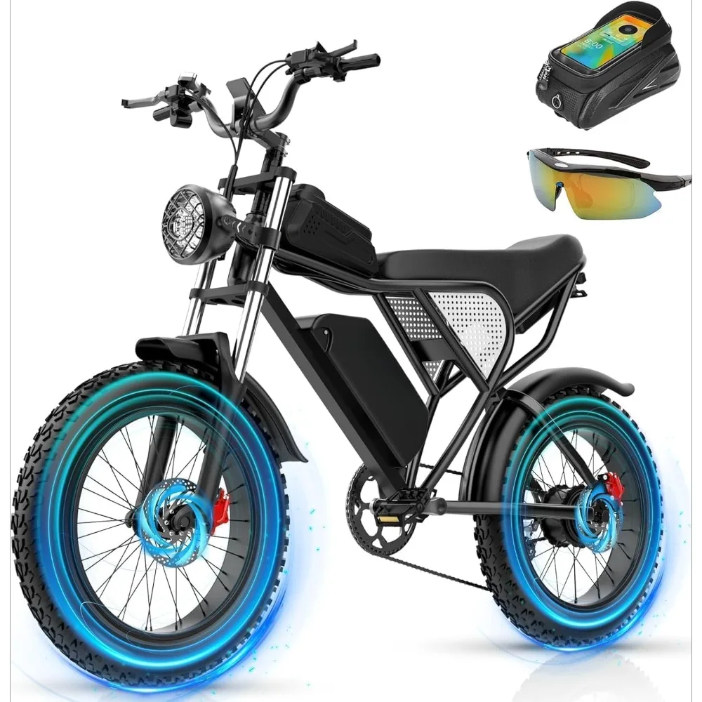 Electric Bike for Adults Q20,2000/1500W,37/30MPH,52V40AH,48V/20AH E-Bike,30-180 Miles Electric Motorcycle,20