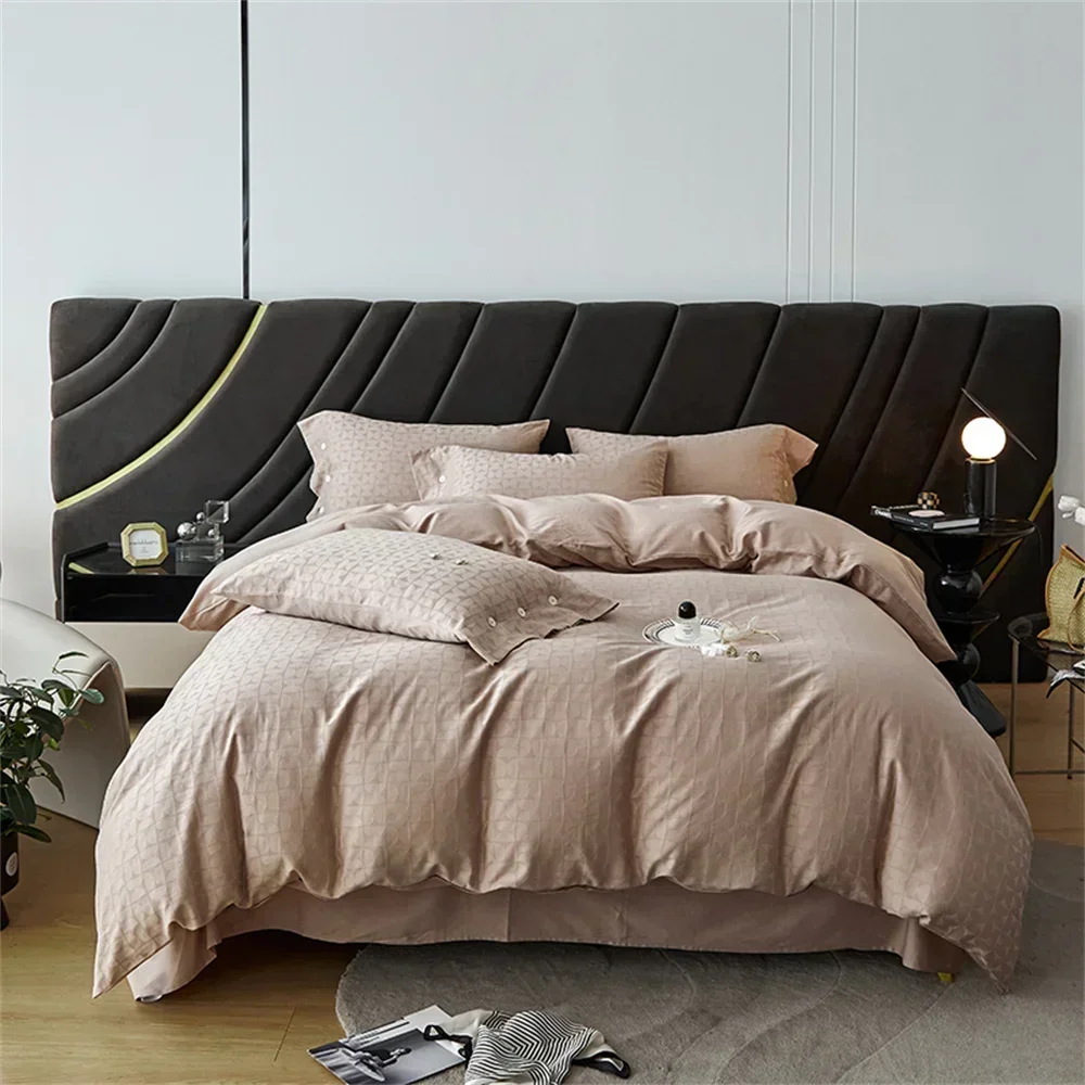 Svetanya 100 Egyptian Cotton Jacquard Bed Linens Queen King Size Set Pillowcase Sheet Duvet Cover Bedding Set