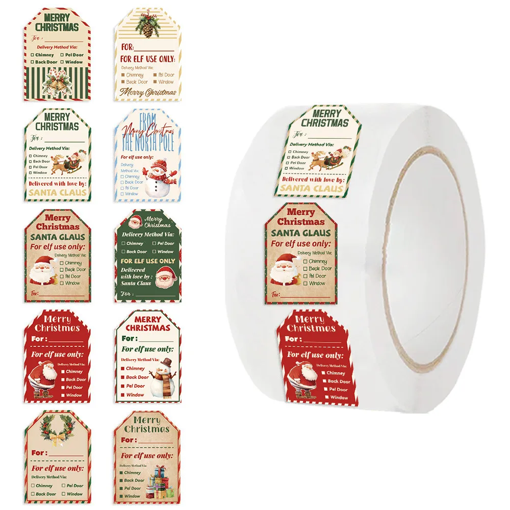 Christmas Package Sealing Adhesive Stickers 500 Sheets Per Roll Roll‑Format Decals for Gift Hamper Decor Giajar Sticker Store
