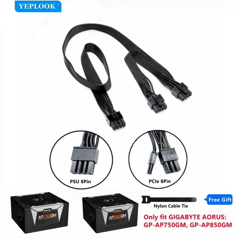 

Original GIGABYTE AORUS PCIe Dual 8Pin 6+2Pin GPU Power Cable for GP-AP750GM P750W, GP-AP850GM P850W, AP1000GM, AP1200GM Modular