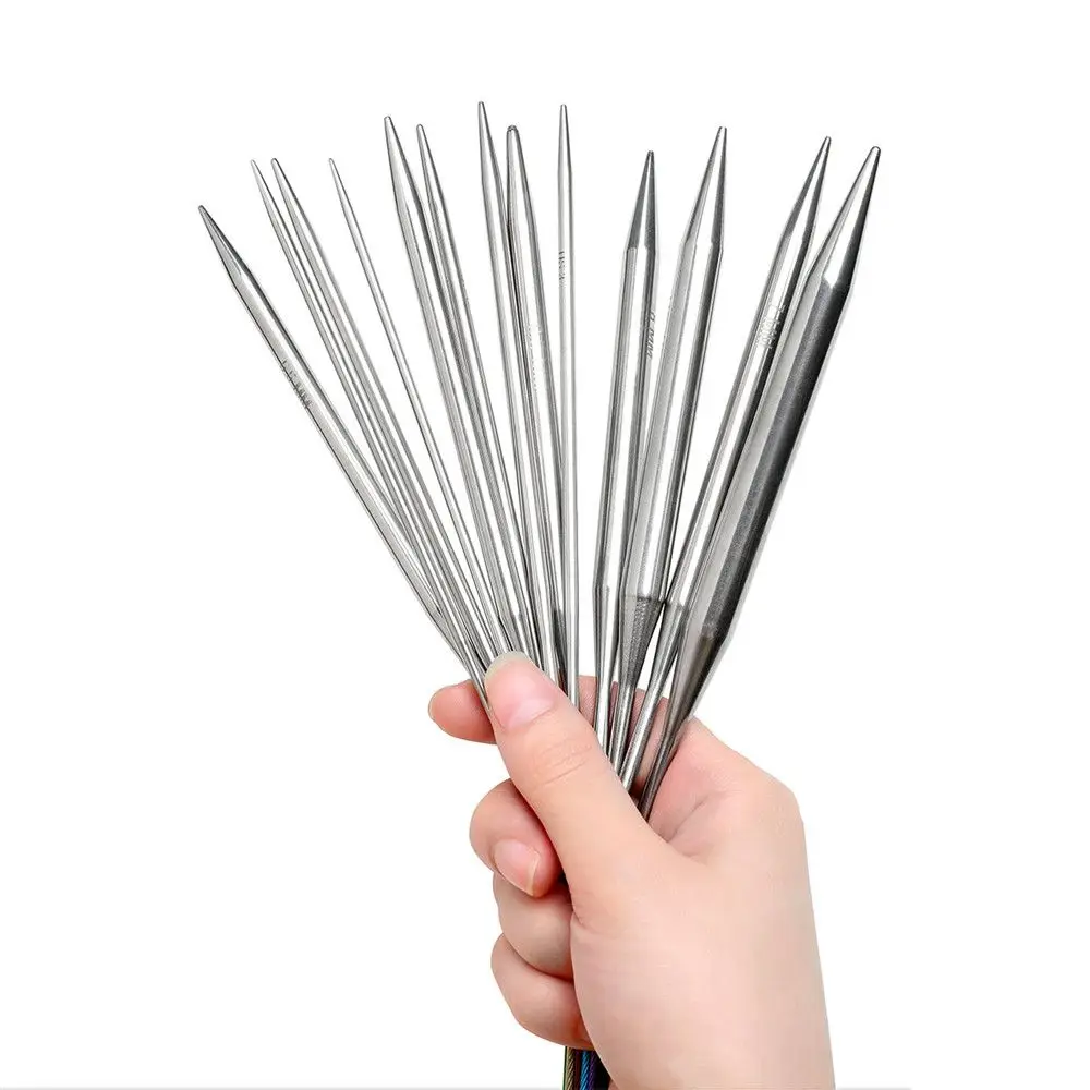 40/100cm Handmade Round Stainless Steel DIY Crafts Weaving Knitting Needles Circular Needle Crochet Hook Sewing Pins