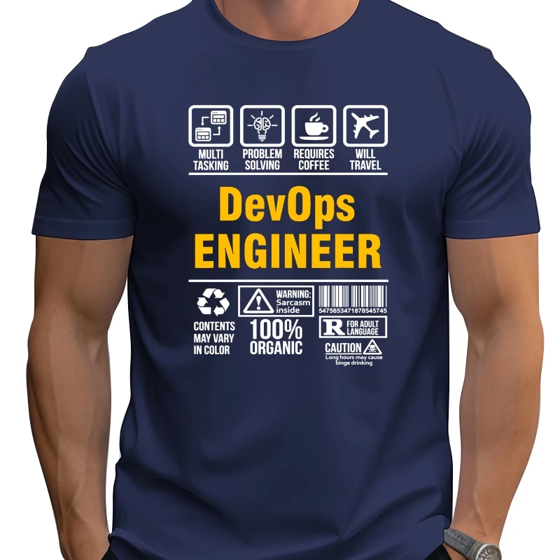 

Funny Coffee Travel Lover Proud Geek DevOps Engineer T Shirt Graphic Streetwear Short Sleeve Birthday Gifts Summer Style T-shirt
