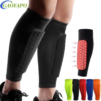1PCS ฟุตบอล Shin Guards Pads สําหรับเด็กผู้ใหญ่,ฟุตบอลถุงเท้าลูกวัวแขนโฟม, ลูกวัวการบีบอัดแขนรังผึ้ง Pads