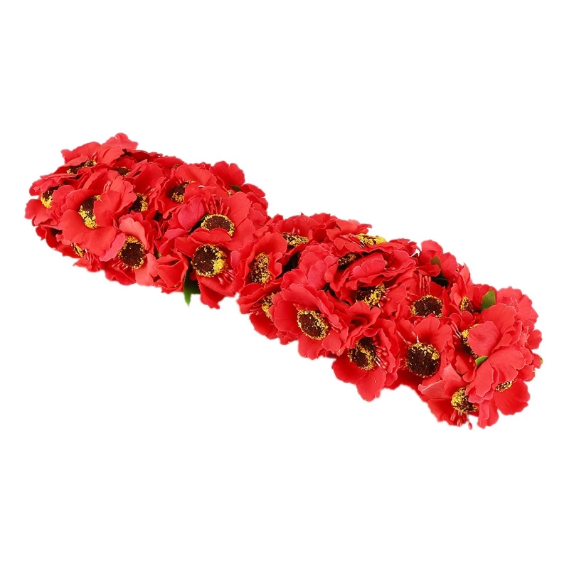 Amapolas de seda de alta calidad, Camelia de 5Cm, 120 piezas, flores artificiales, amapola de maíz, decoración de boda pequeña hecha a mano