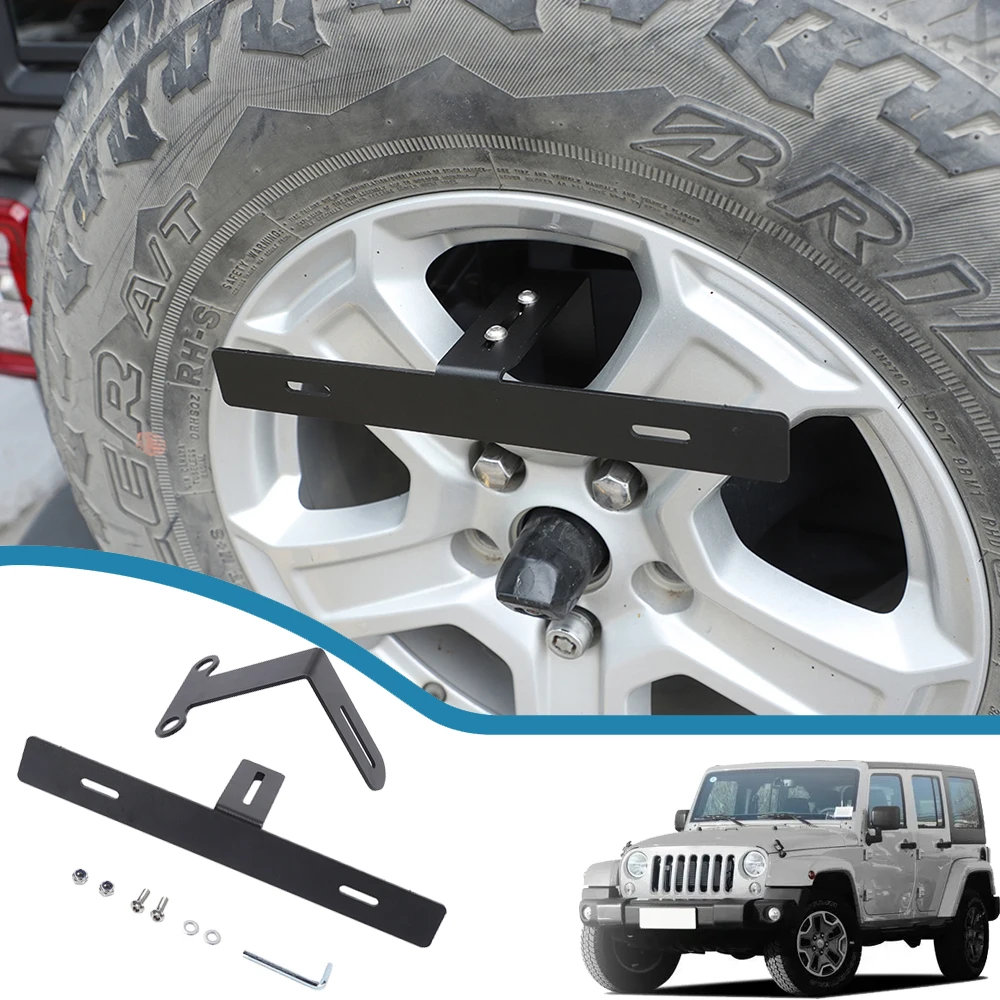 Registration Plate Holder for Jeep Wrangler JK JL 2007-2023 Car Rear Spare Tire License Plate Mount Bracket Exterior Accessories