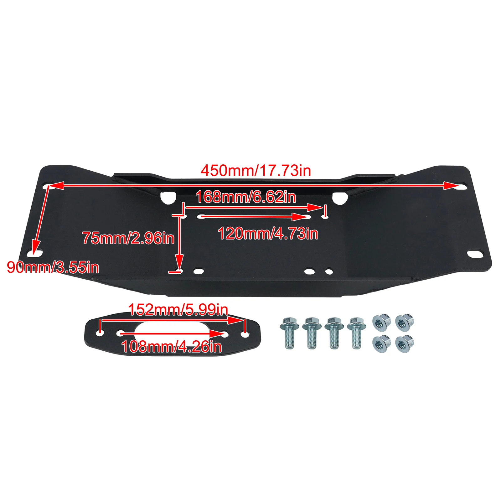 Artudatech Kit Of Winch Mount Plate Bracket for Polaris Ranger Midsize Sp 570/ Crew 2022 2023 2024 2025