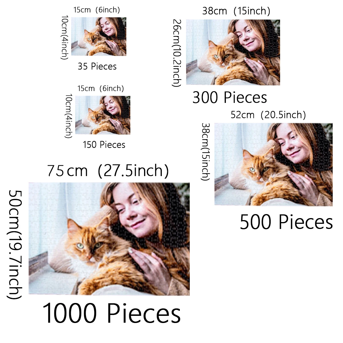 35/300/500/1000 قطعة ألغاز صور مخصصة مخصصة للحيوانات الأليفة لكل قطعة فريدة من نوعها - قطع تناسب معًا تمامًا