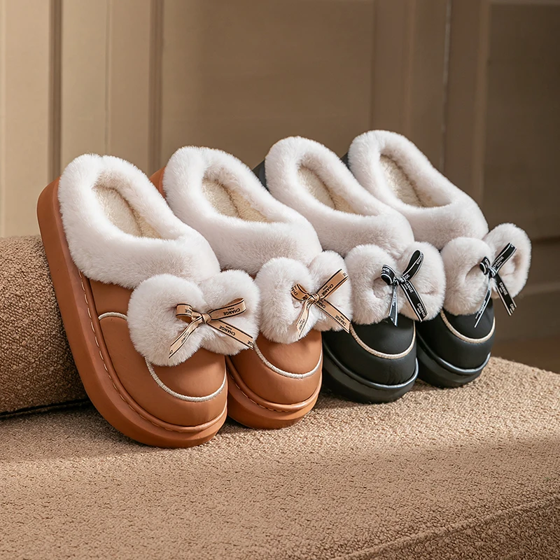 

Men's Winter Fleece Lined Slip-Resistant Warm Cotton Slippers Indoor Outdoor Use Comfortable Home Slippers