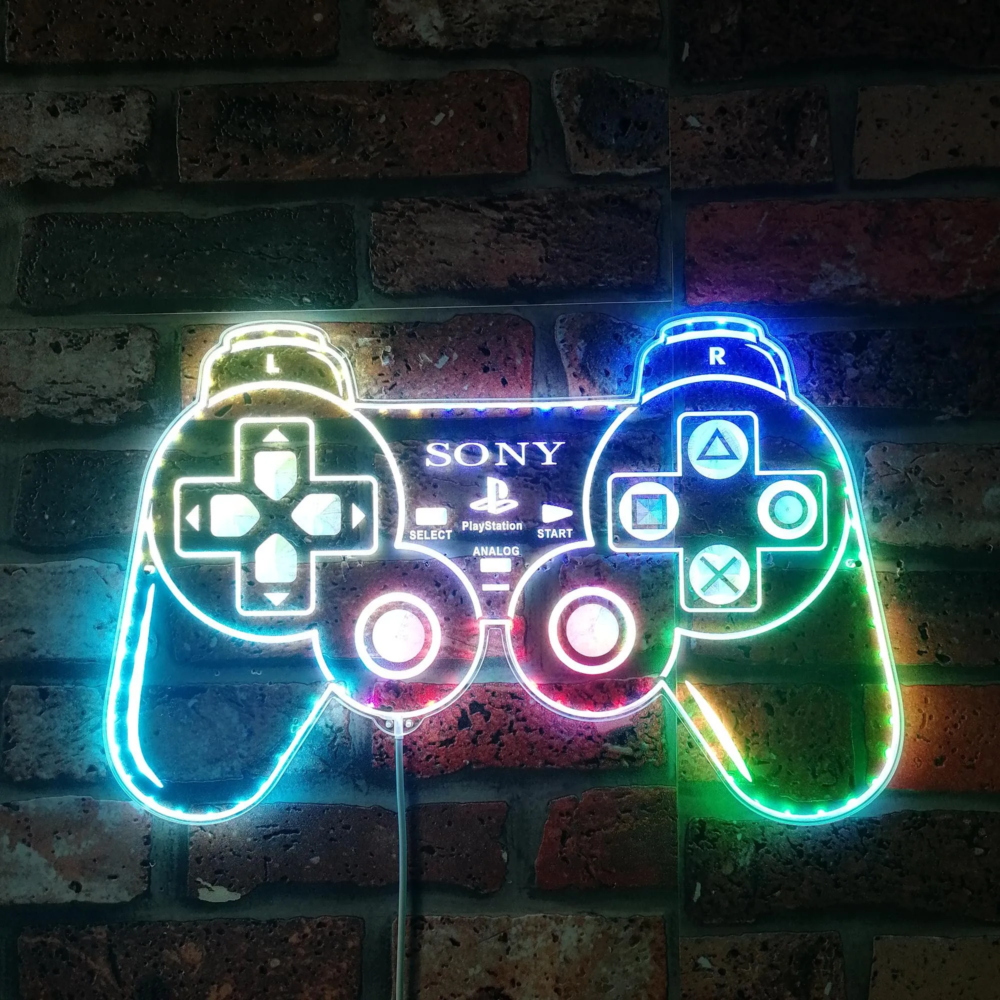 Video Game Game Controller Neon RGB Edge Lit LED Sign, Game Room Decor, Gaming Night Light